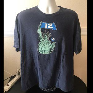 Seattle Seahawks T-shirt. Statue of Liberty 12 flag from super bowl 48.